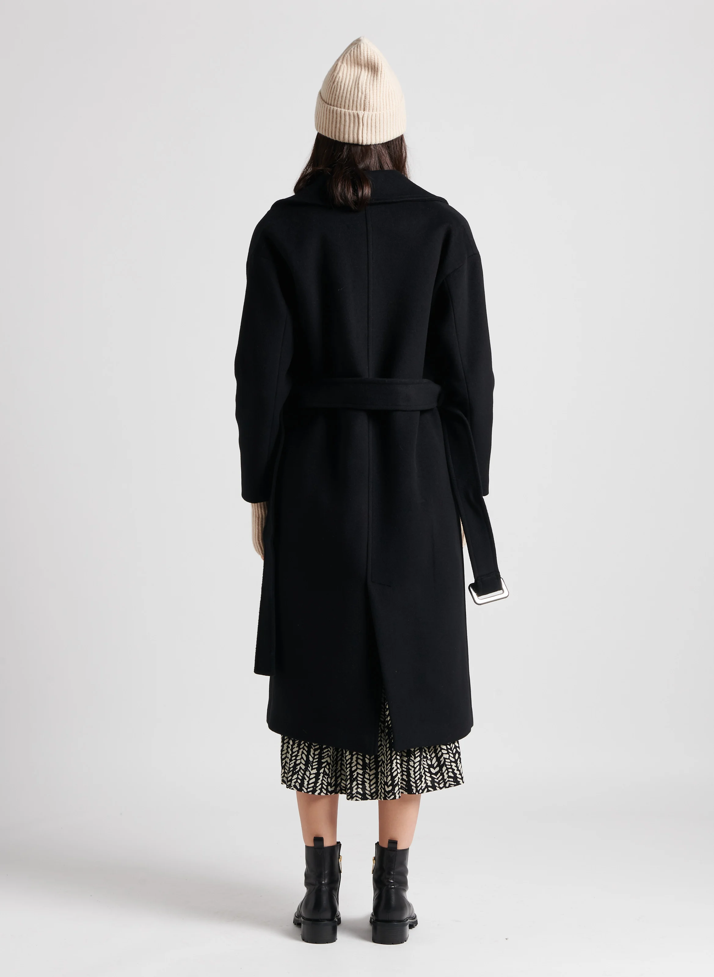 MATIS - Manteau col tailleur en laine mélangée| Noir