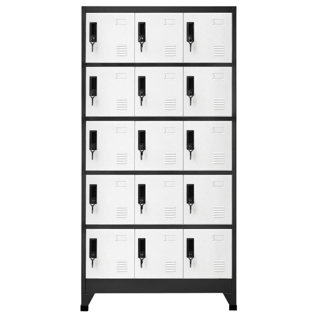 vidaXL Afsluitbare kast antraciet en wit 90x40x180 cm staal