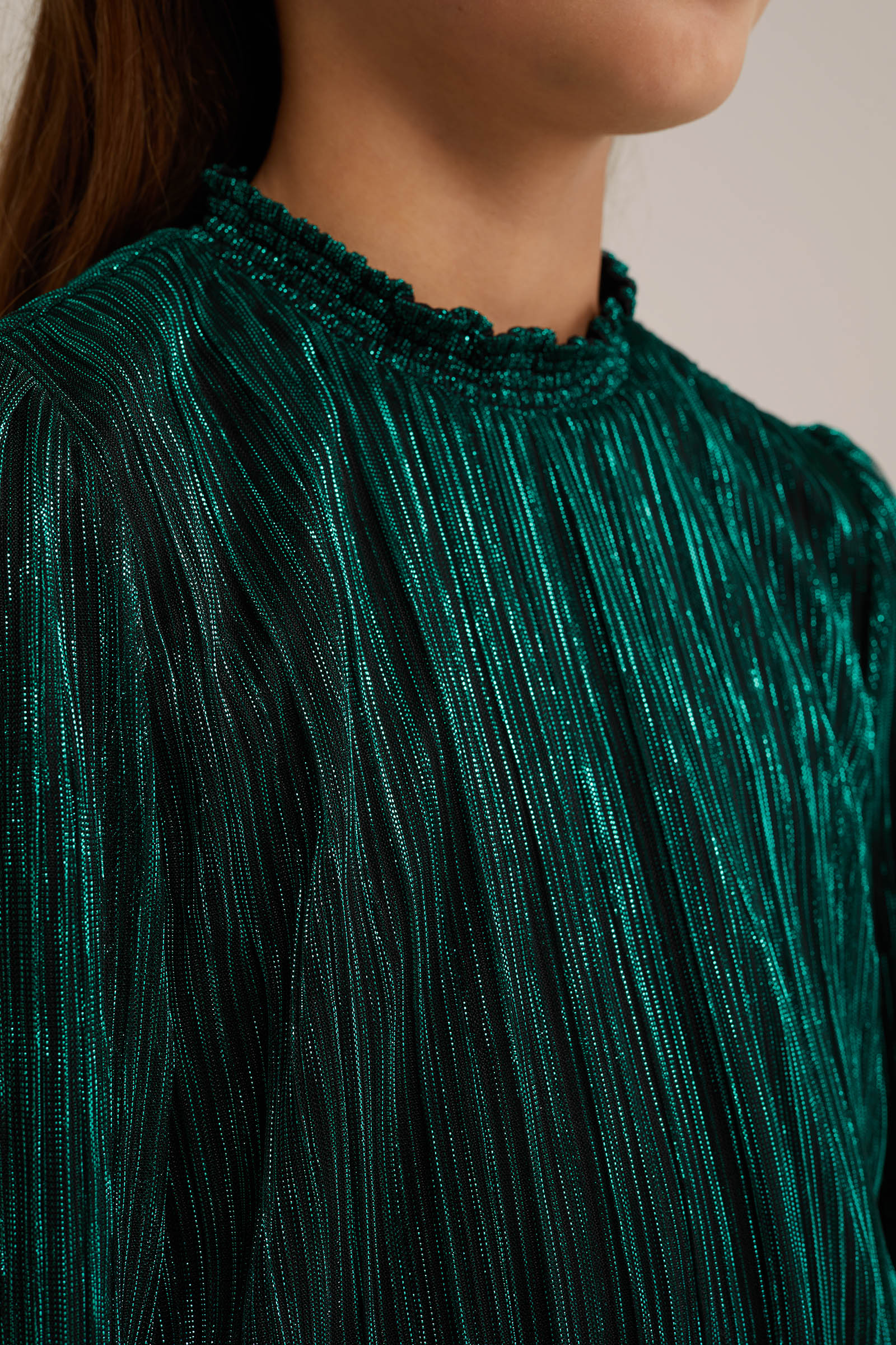 Meisjes jurk met glittergaren WE Fashion Donkergroen