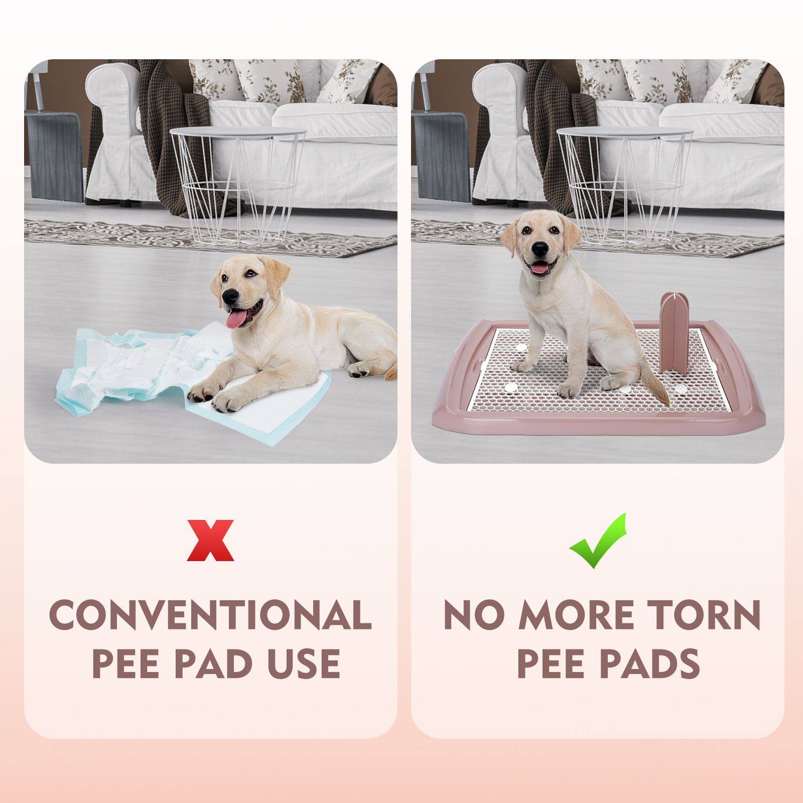 Bandeja Higiênica Nobleza para Cães e Gatos, Suporte para Tapete Higiênico, Vaso Sanitário de Plástico com Poste Removível, Marrom, Tamanho G (70,5 x 46,5 cm)