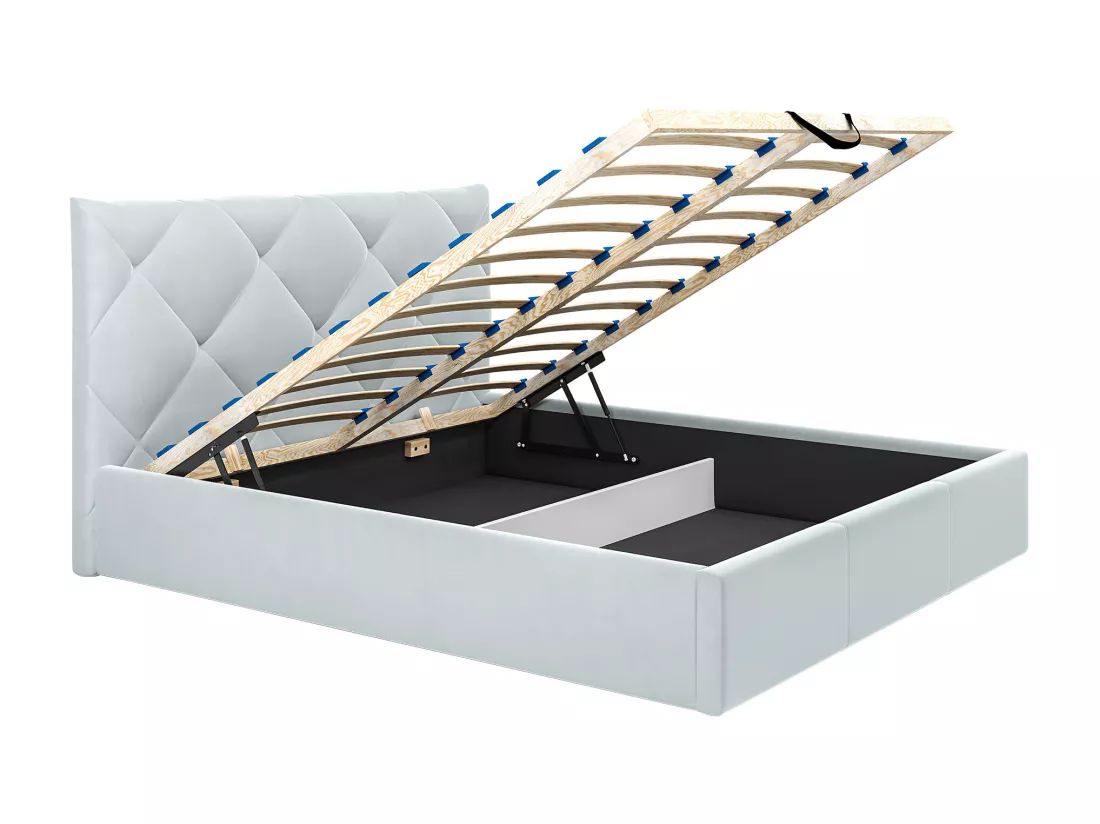Lit coffre 160 x 200 cm - Velours - Gris clair - STARI de Pascal Morabito
