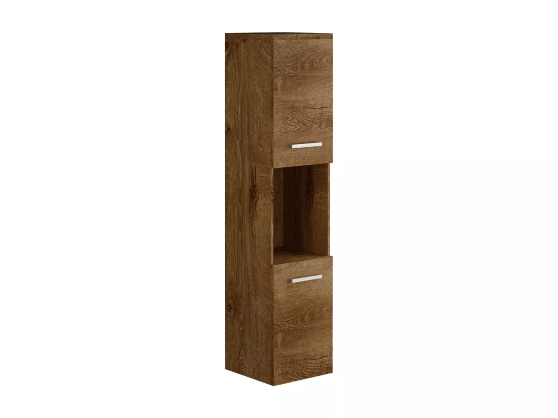 Colonne de salle de bain suspendue effet bois avec niche de rangement - L30 x P30 x H133 cm - MIELA II
