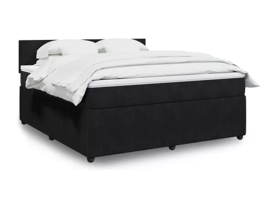 Sommier à lattes de lit avec matelas Noir 180x200 cm Velours