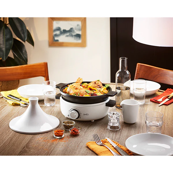 Tajine électrique céramique 4 personnes 1000 W blanc Simeo