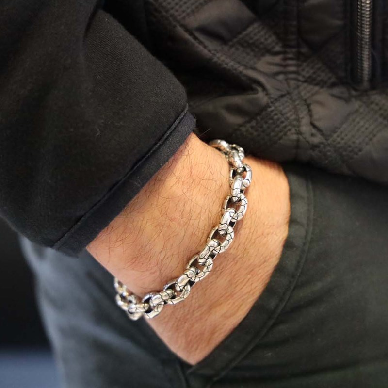 Bracelet Homme Argent Rocaille