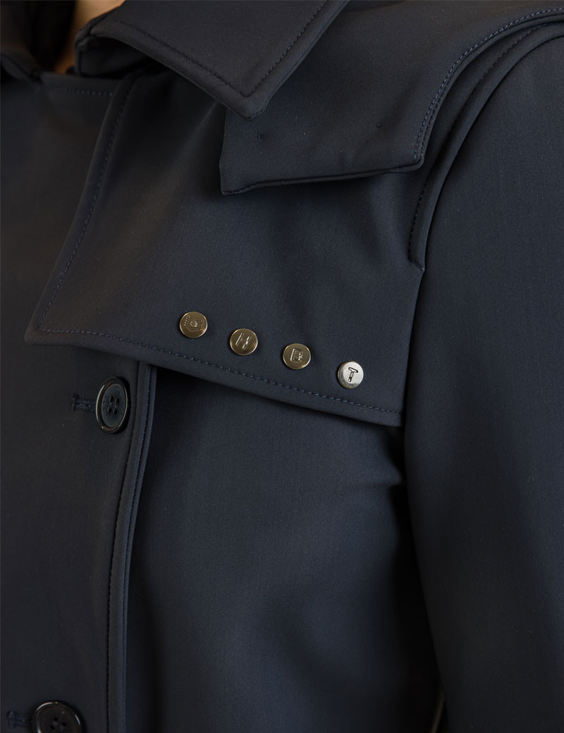 HBT TRENCH MI-LONG À CAPUCHE AMOVIBLE BLEU MARINE POUR FEMME QUEEN