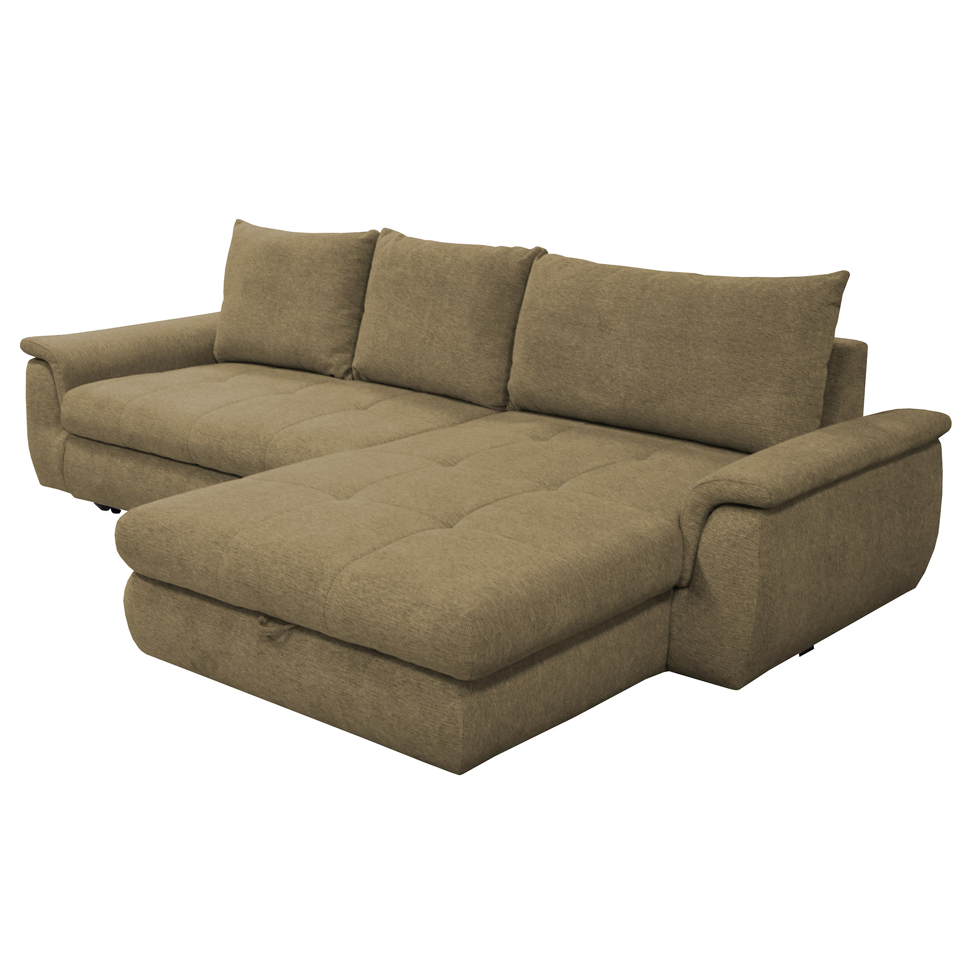 Ecksofa - olive - mit Liegefunktion - Staukasten rechts