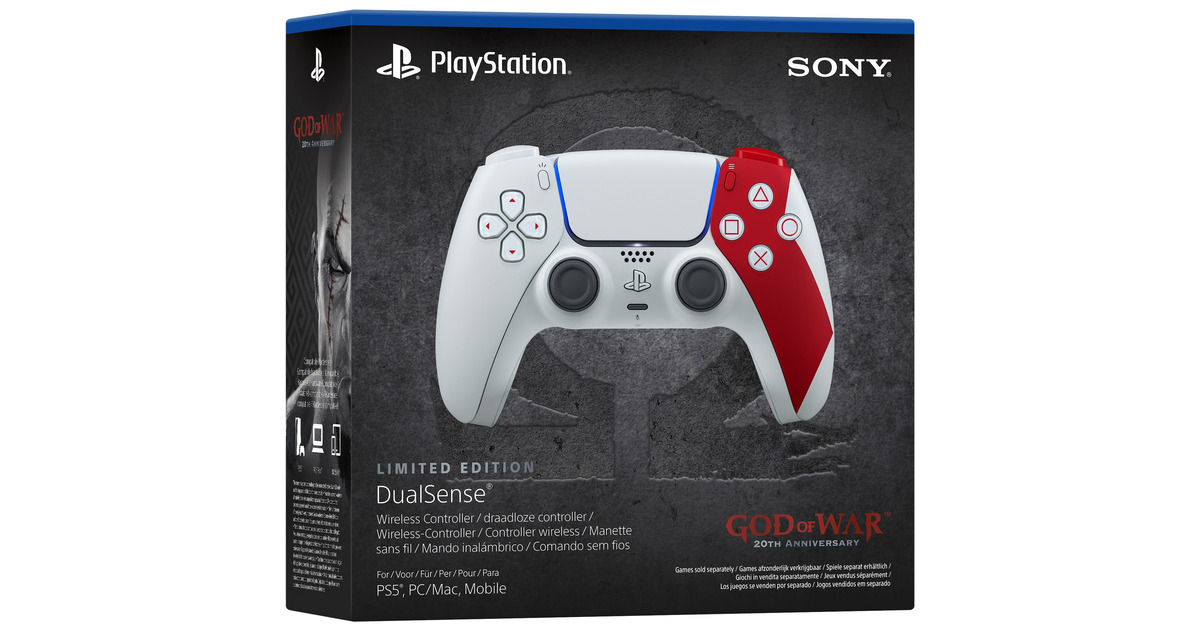 SonyDualSense Draadloze Controller - God of War 20th Anniversary Limited Edition  (Grijs/donkerrood)