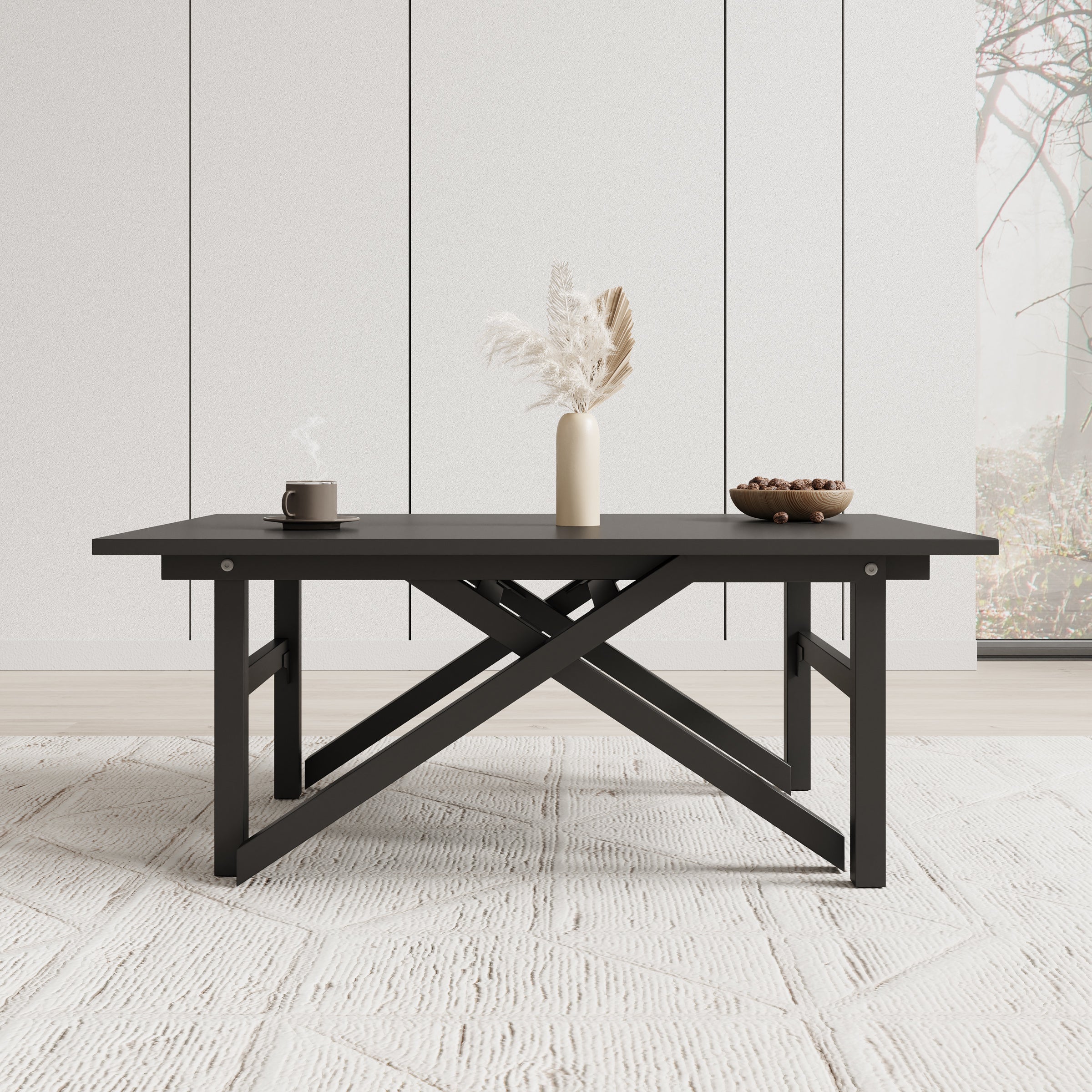 Xalir - Salontafel uitschuifbaar tot eettafel - Zwart - 100x70x40 cm