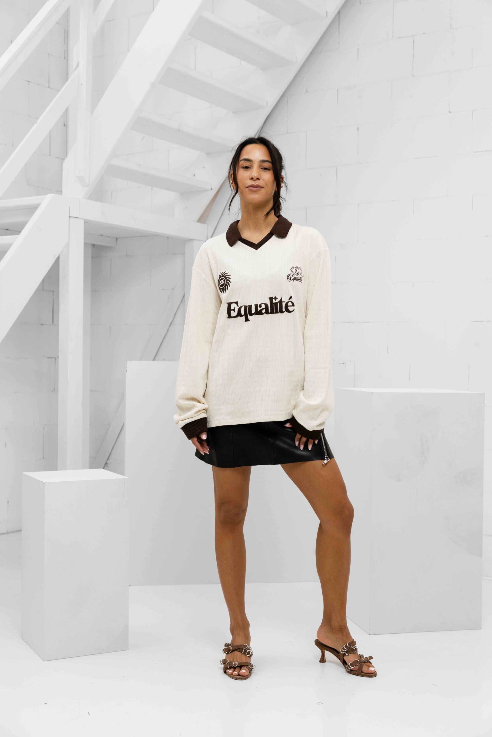 Equalité Ash Knit Longsleeve Polo Dames Gebroken Wit