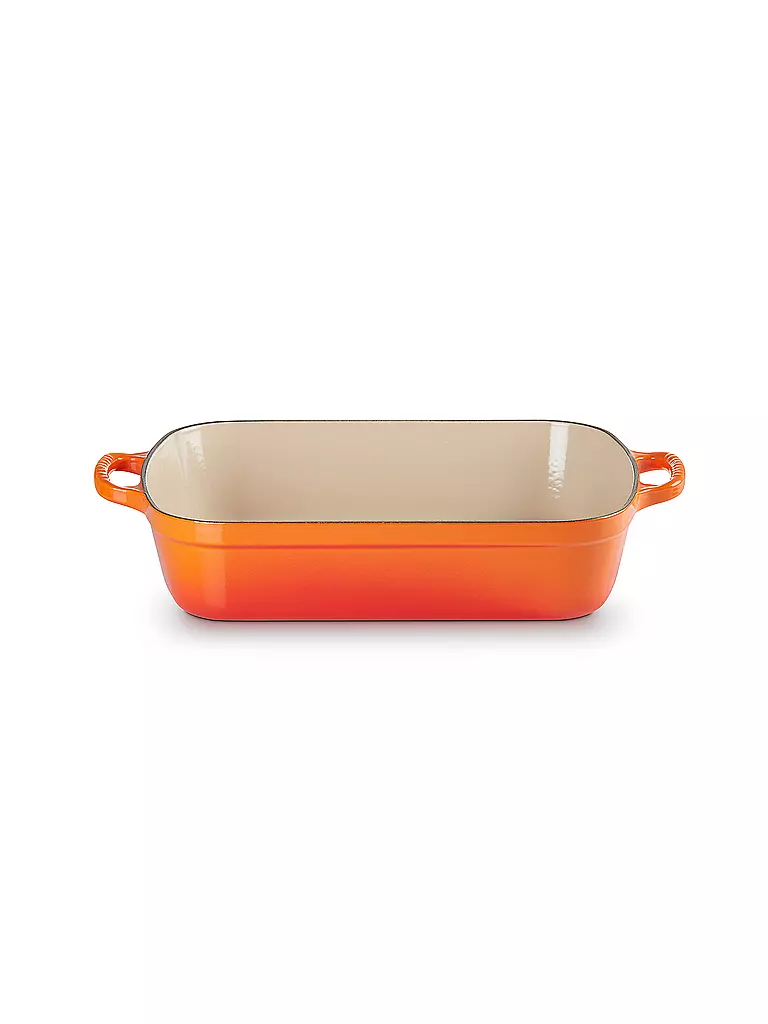 LE CREUSET Gusseisen-Bratreine eckig 33cm SIGNATURE Ofenrot orange