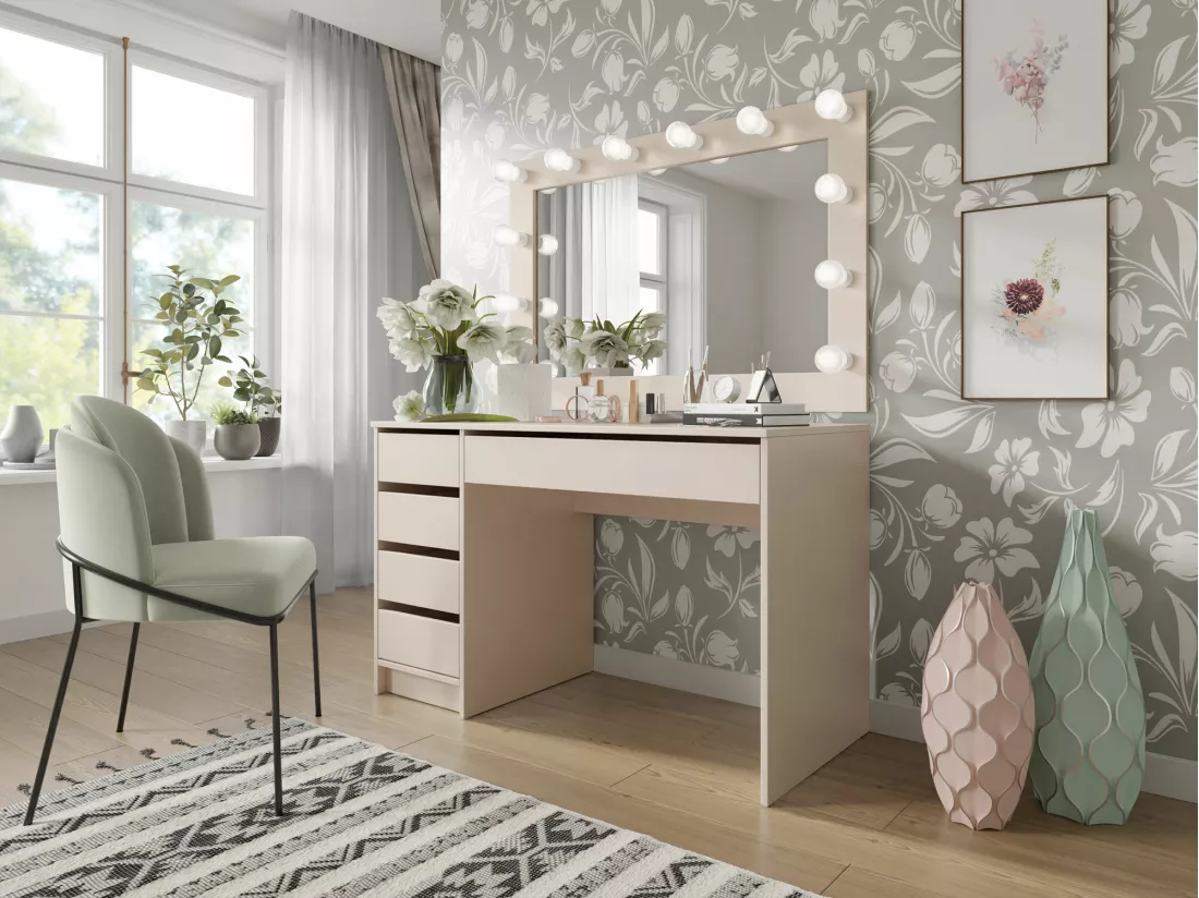 Bureau Comfivo 312, Avec tiroirs, Nombre de tiroirs: 5, 76x120x55cm, Beige