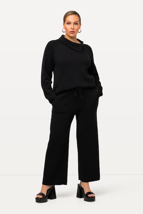Strick-Culotte Rose, weites Bein, Strickhose