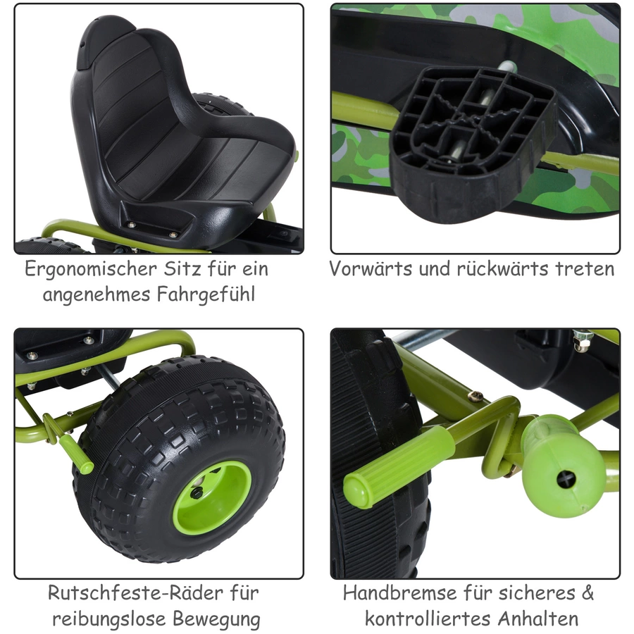 HOMCOM Tretauto mit Handbremse grün
