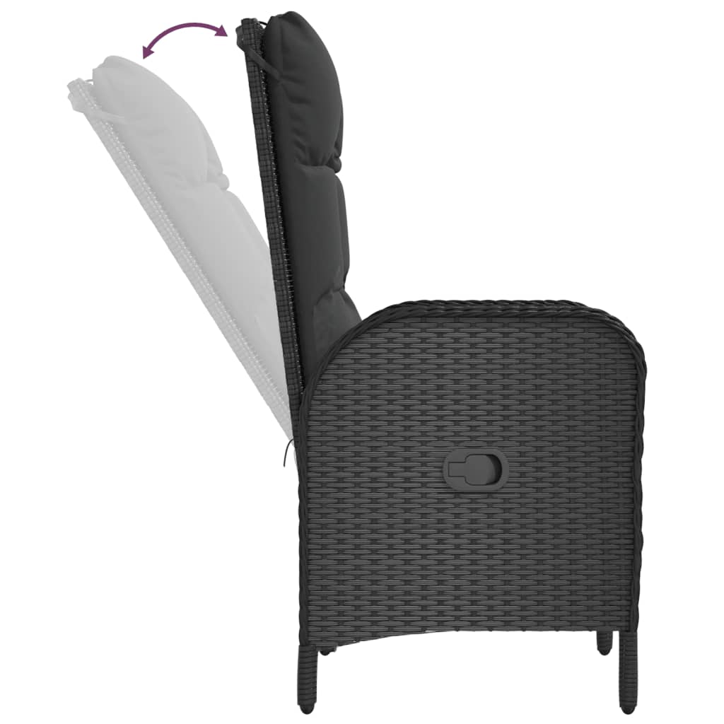 Mobilier à dîner de jardin et coussins 5 pièces noir résine tressée