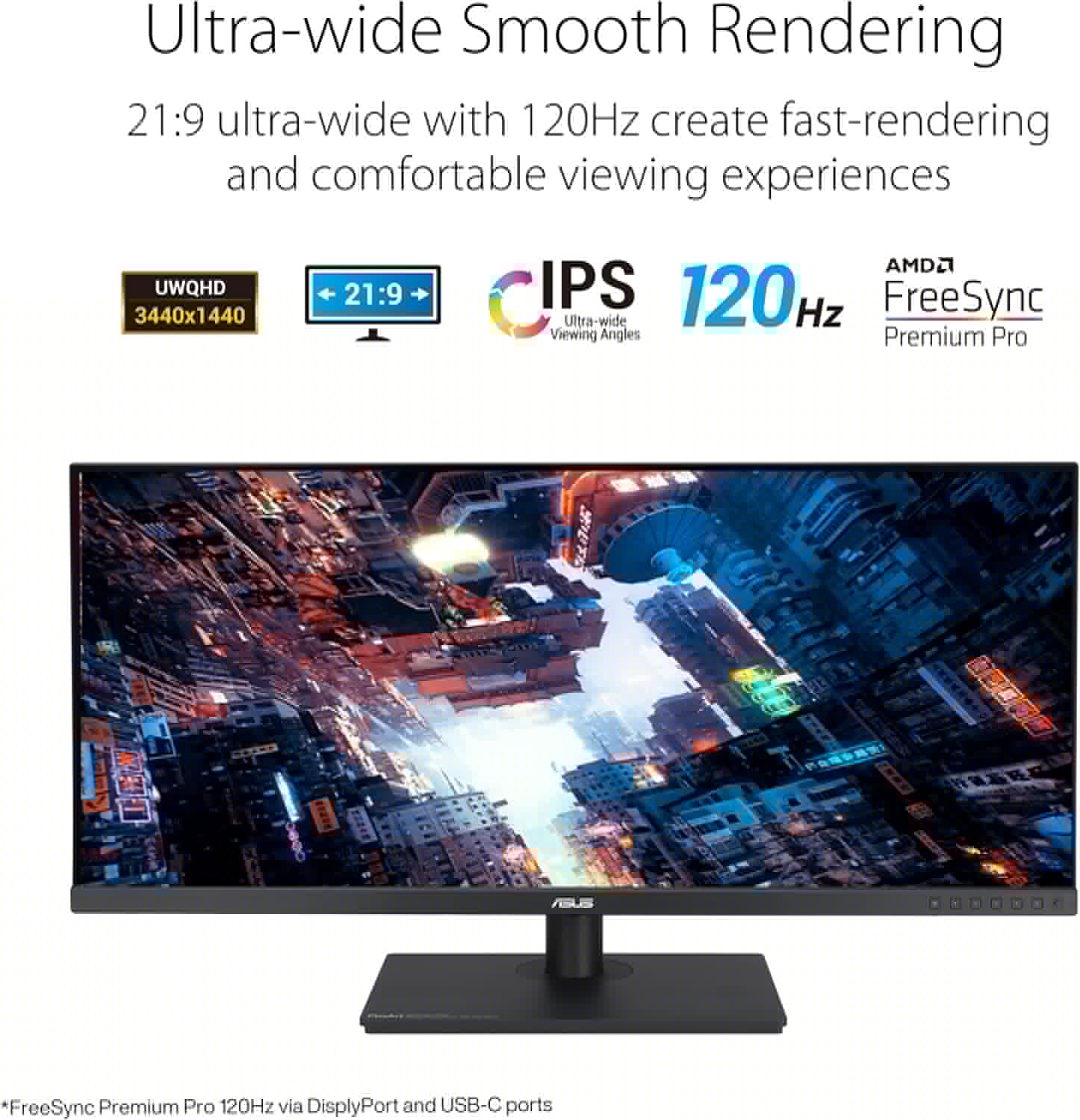 ASUS ProArt PA348CGV - Ecran PC 34'' UWQHD - Dalle IPS - 120Hz - 2 ms - 3440x1440-300cd/m² - Display Port, 2X HDMI, 1xUSB-C 90W & 4X USB-A - 98% DCI-P3 - Delta E