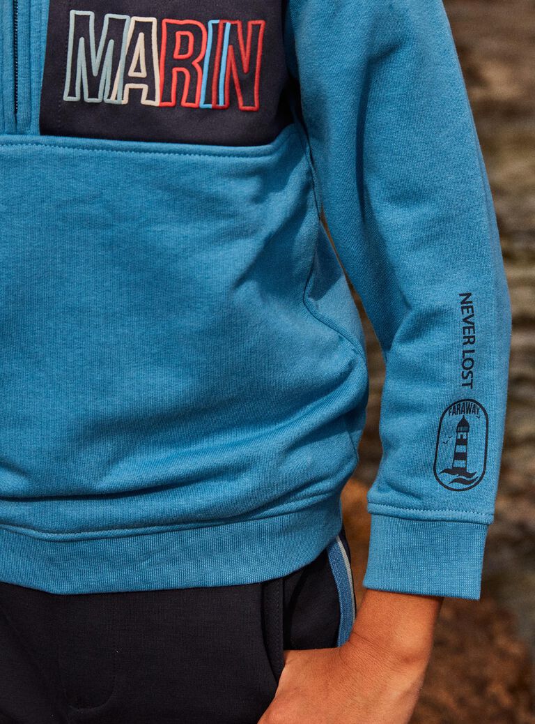Sweat Marin bleu à col zippé
