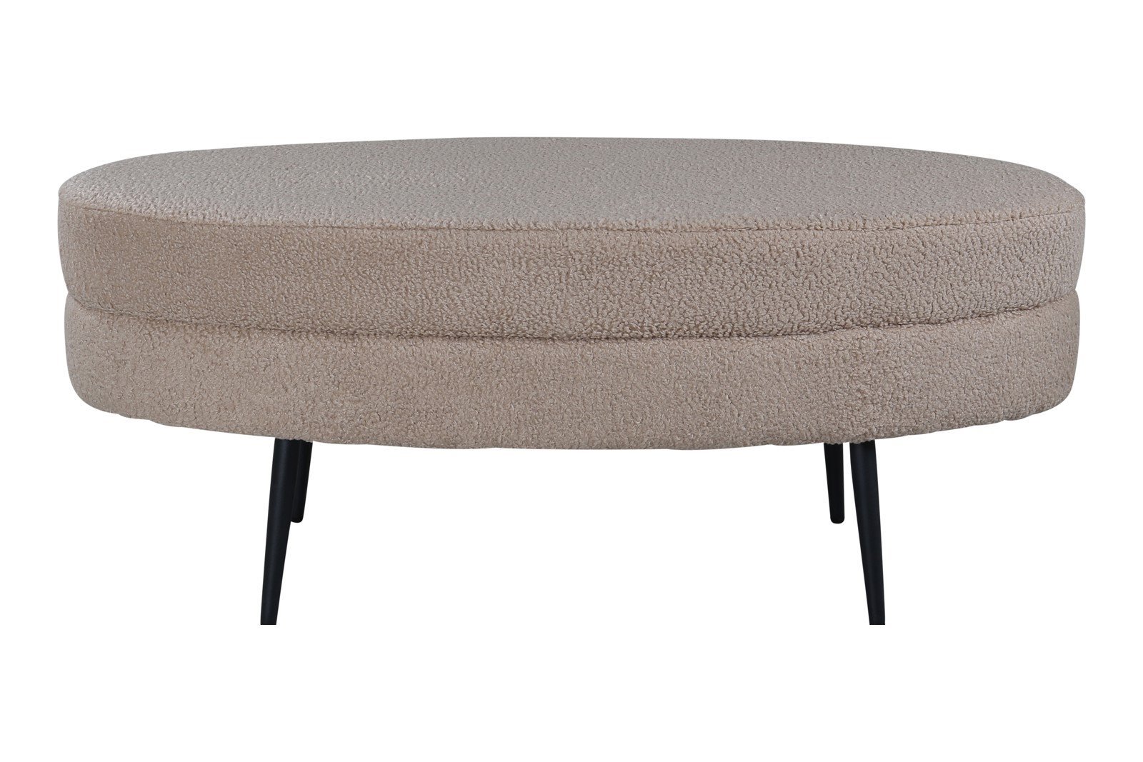 Otto pall Tekstil Teddy Beige med sorte stålben. 100x40cm.