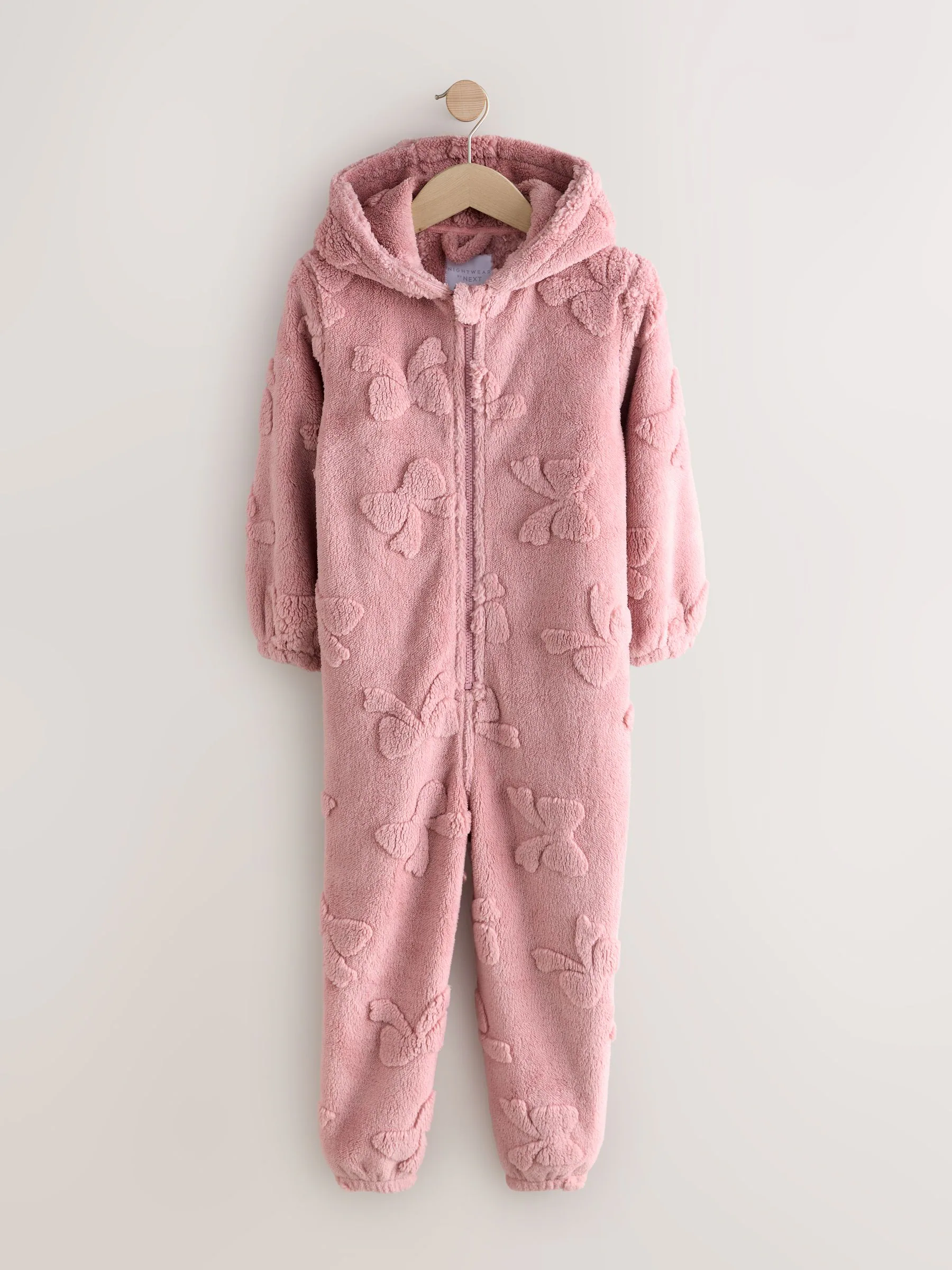 Pink Jacquard Bow - Fleece onesie (1.5-16jr)