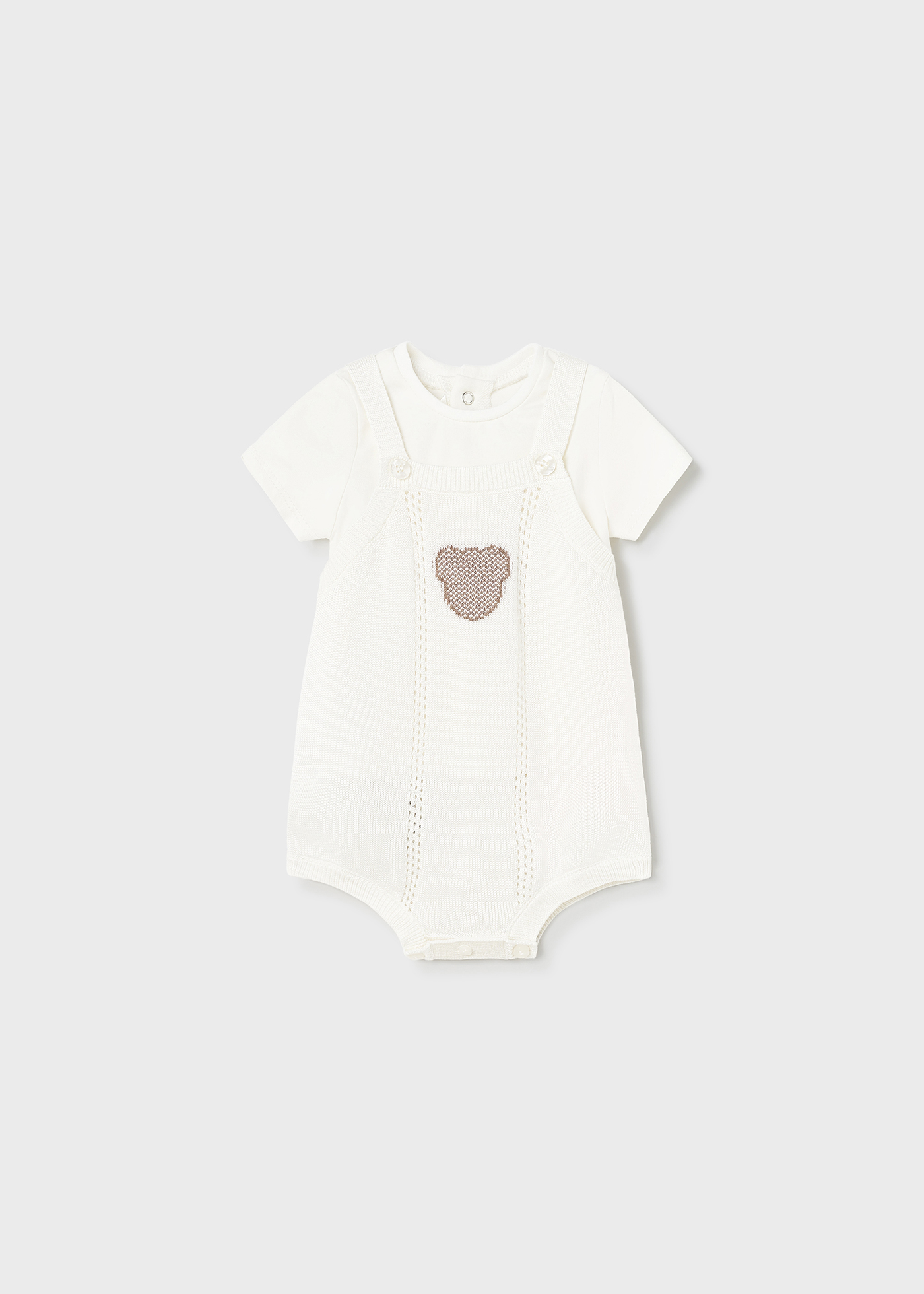 Conjunto de duas peças de malha de algodão sustentável para recém-nascidos.
