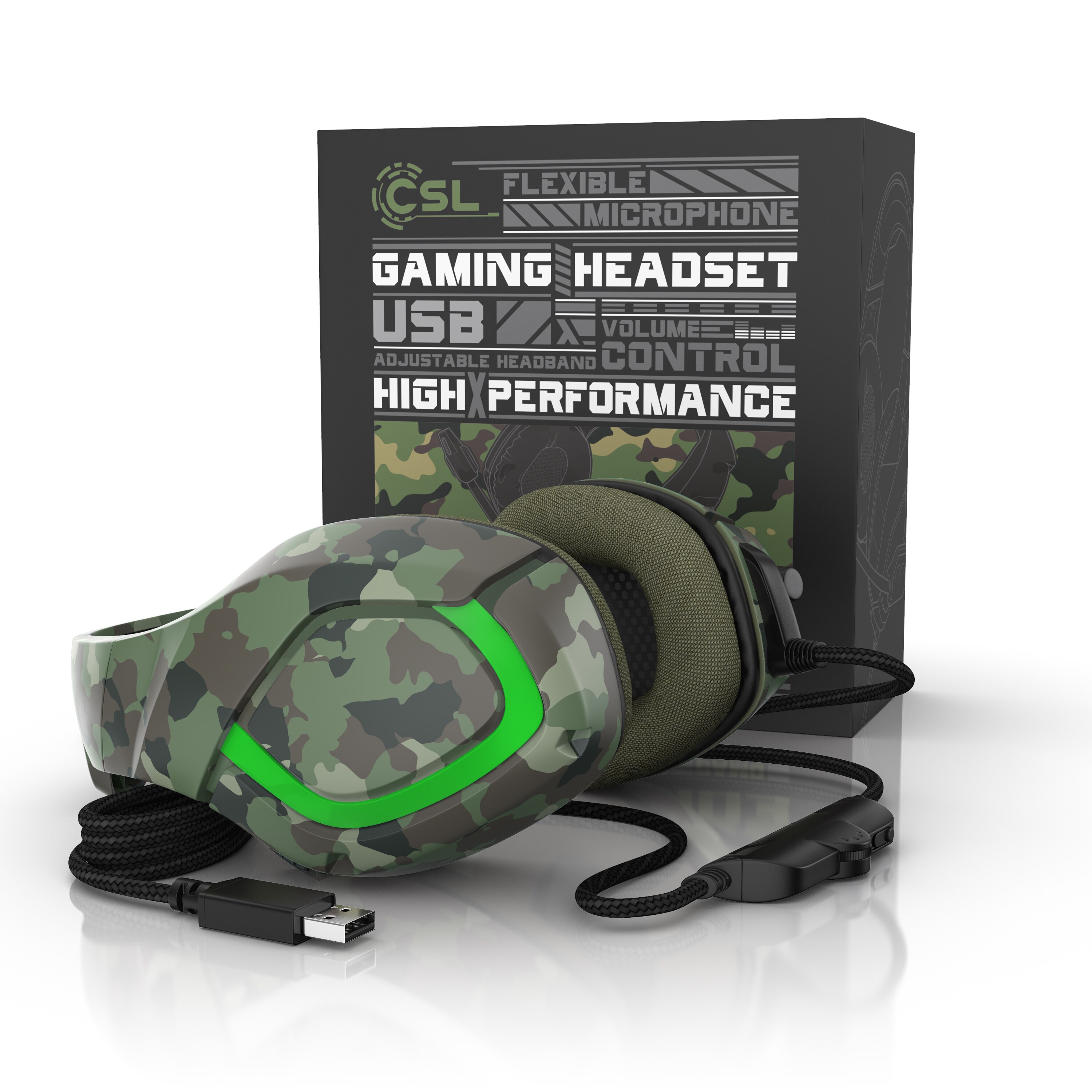 CSL USB Gaming Headset GHS-103 mit Mikrofon Kopfhörer für PC (Win XP/7/8/8.1/10), PS4/4 Pro