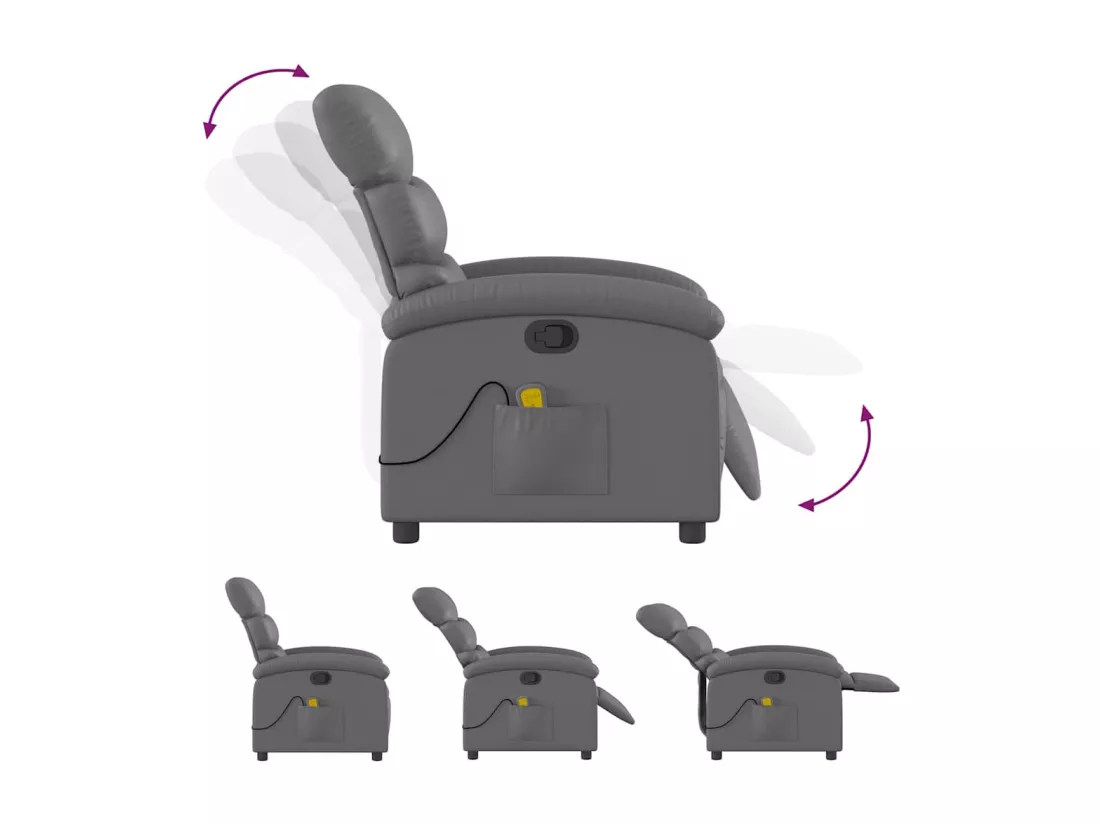 Fauteuil de massage inclinable Gris Similicuir