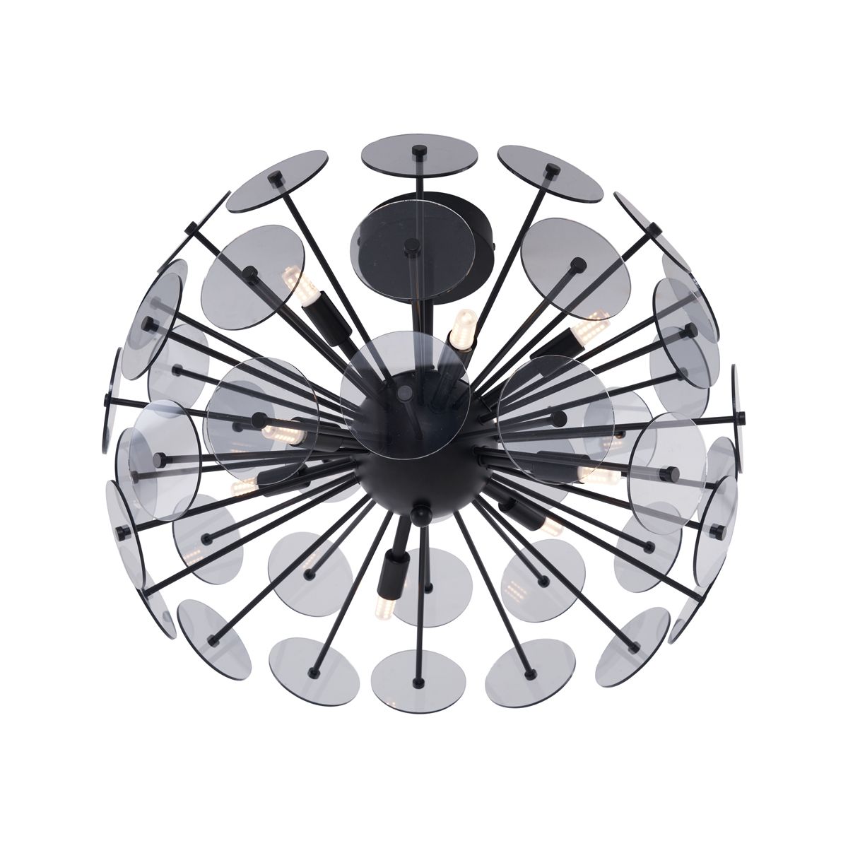Art Deco plafondlamp zwart met smoke - Atomic