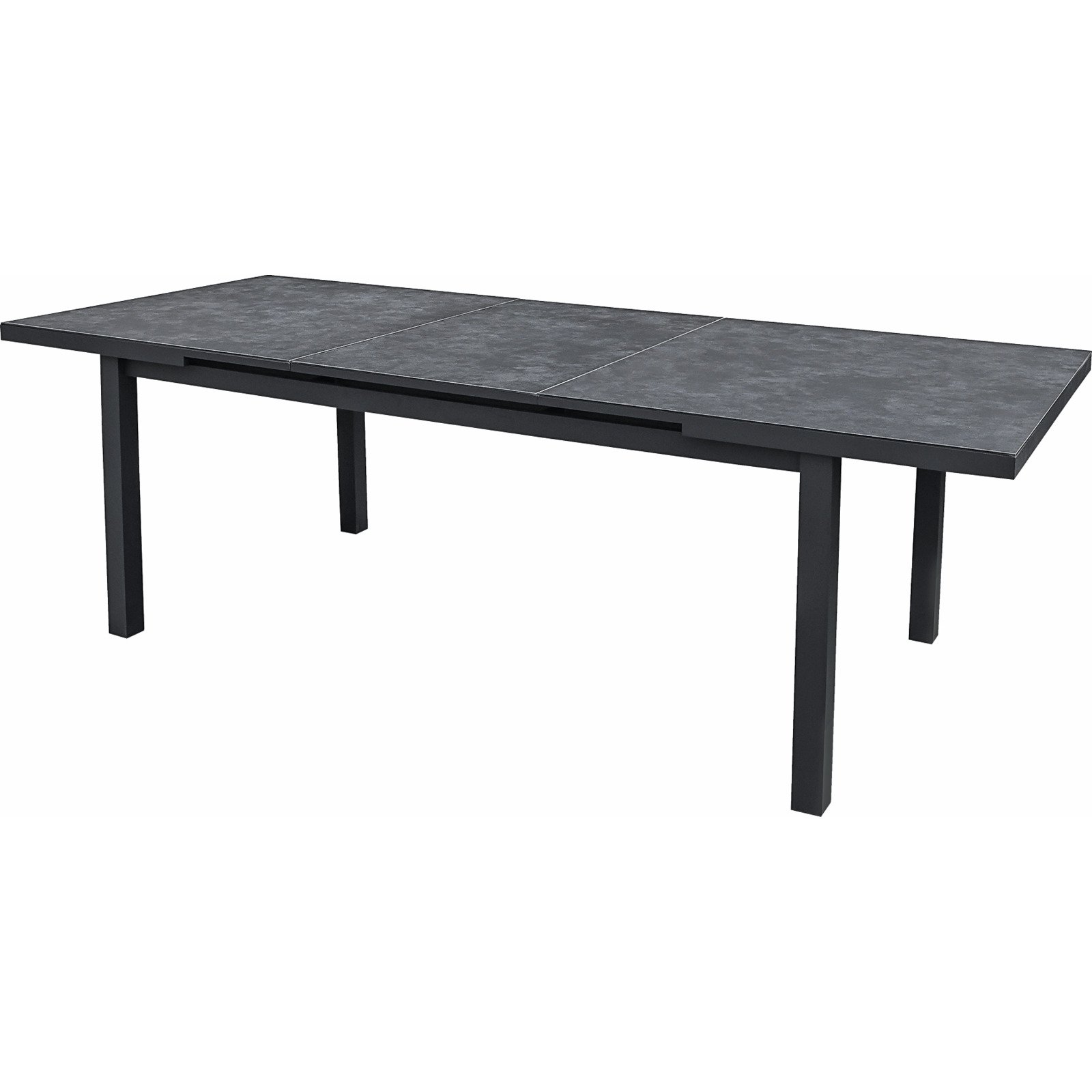 Tisch Sydney 180/240 x 75 cm mit Glasplatte in Keramik-Optik