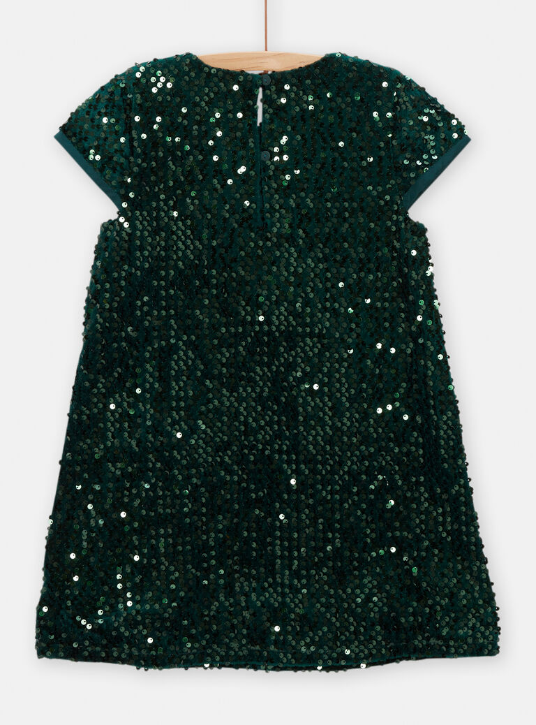 Robe vert forêt à sequins pour fille