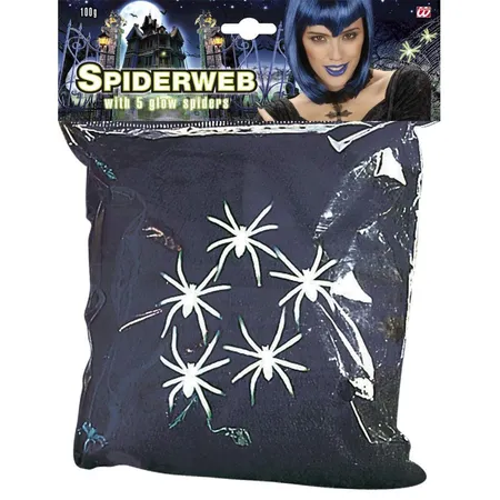 Widmann Spinnennetz mit 5 Spinnen, schwarz