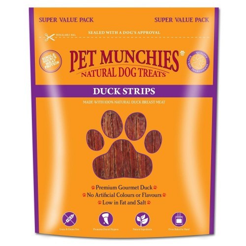Pacote econômico de tiras de ração para cães com sabor de pato