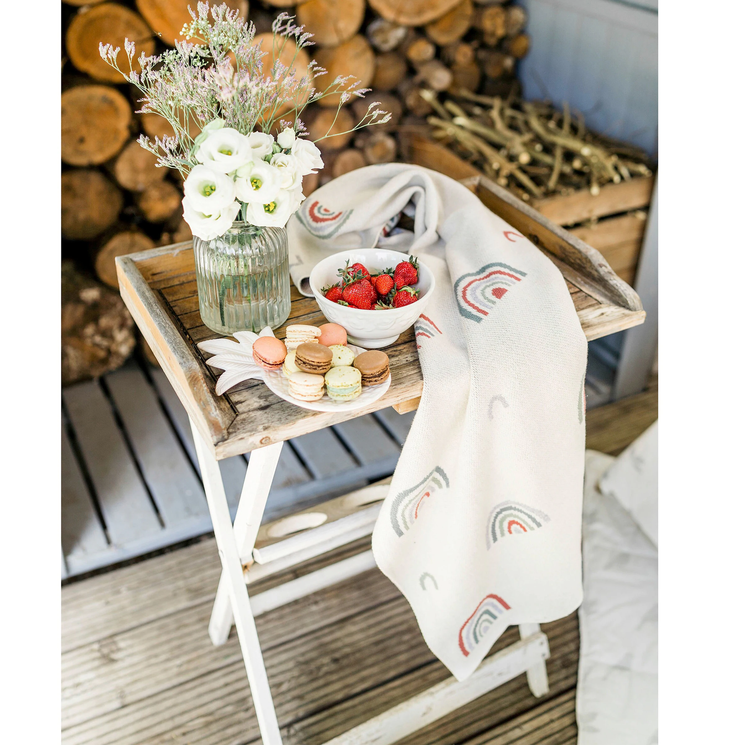 Kindsgut Babydecke 80x100 cm beige / Regenbogen