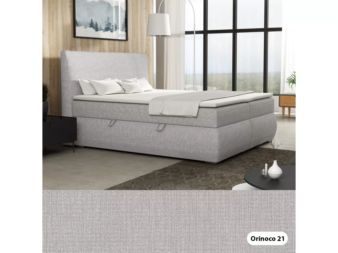 LIT BOXSPRING avec tiroirs de rangement Buffalo 140x200 cm, Orinoco 21 (Gris clair)