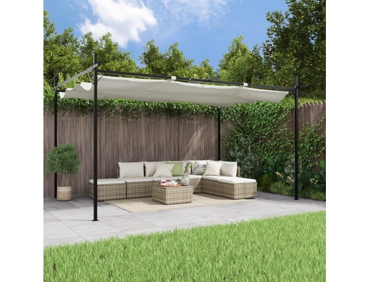 VIDAXL - Pergola avec toit rétractable crème 395x292x230 cm