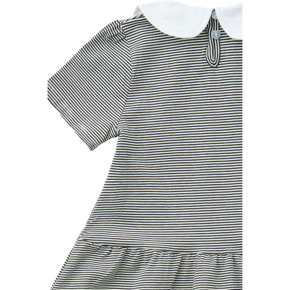 Køb COPENHAGEN COLORS Navy/Cream Stripe Striped Kjole m. Poplin Krave