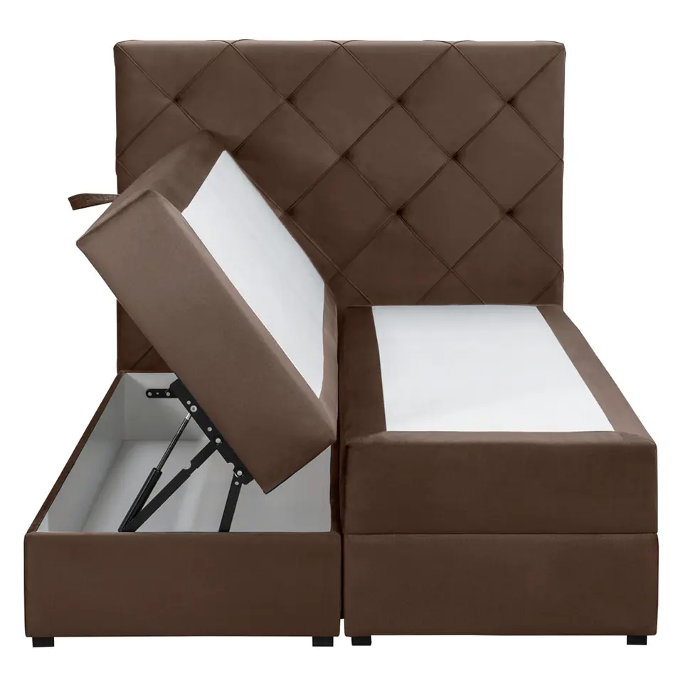 Boxspring met opbergruimte Liv geruit - bruin - 120x200 cm