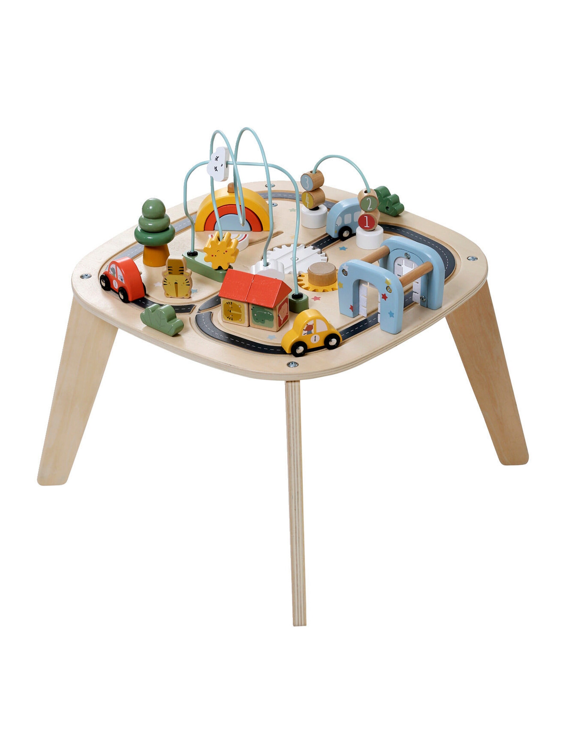 Vertbaudet Baby Activity-Tisch mit Autos, Holz FSC® beige
