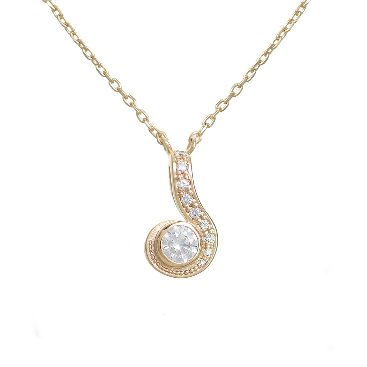 Collier spirale d'oxyde de zirconium rond Plaqué OR 750 3 microns