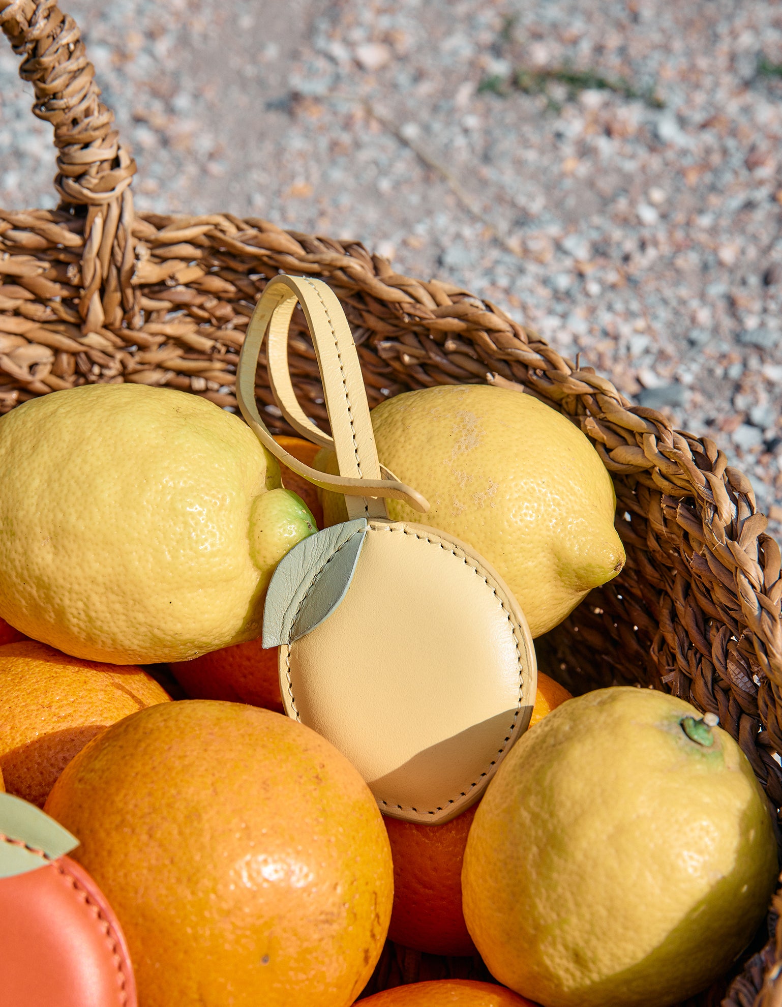Lemon Bag Charm - Butter Yellow Classic Leather