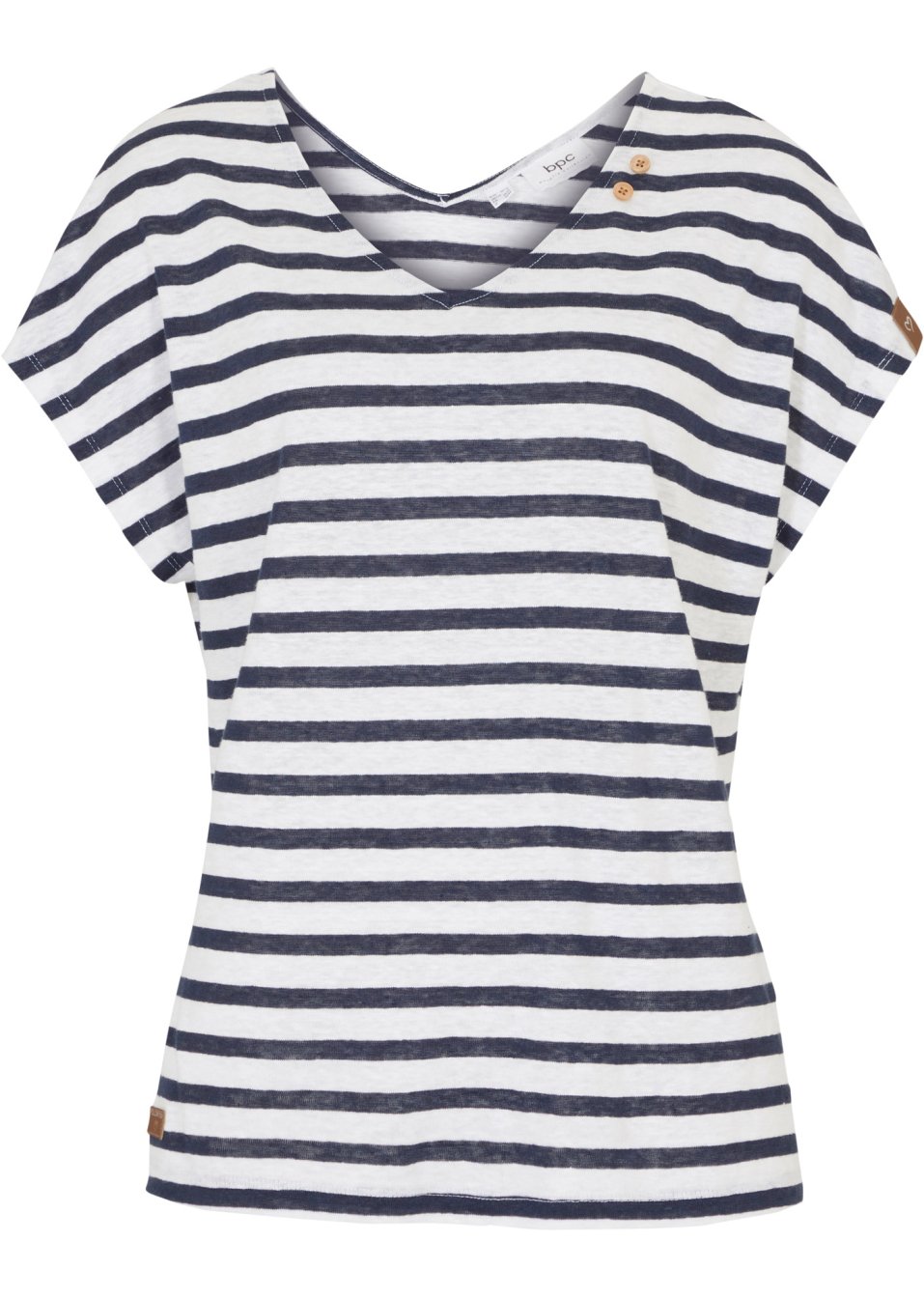 T-shirt en lin avec manches chauve-souris et col en V