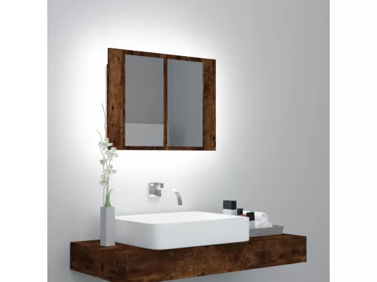 Armoire à miroir LED Chêne fumé 60x12x45 cm Bois d'ingénierie