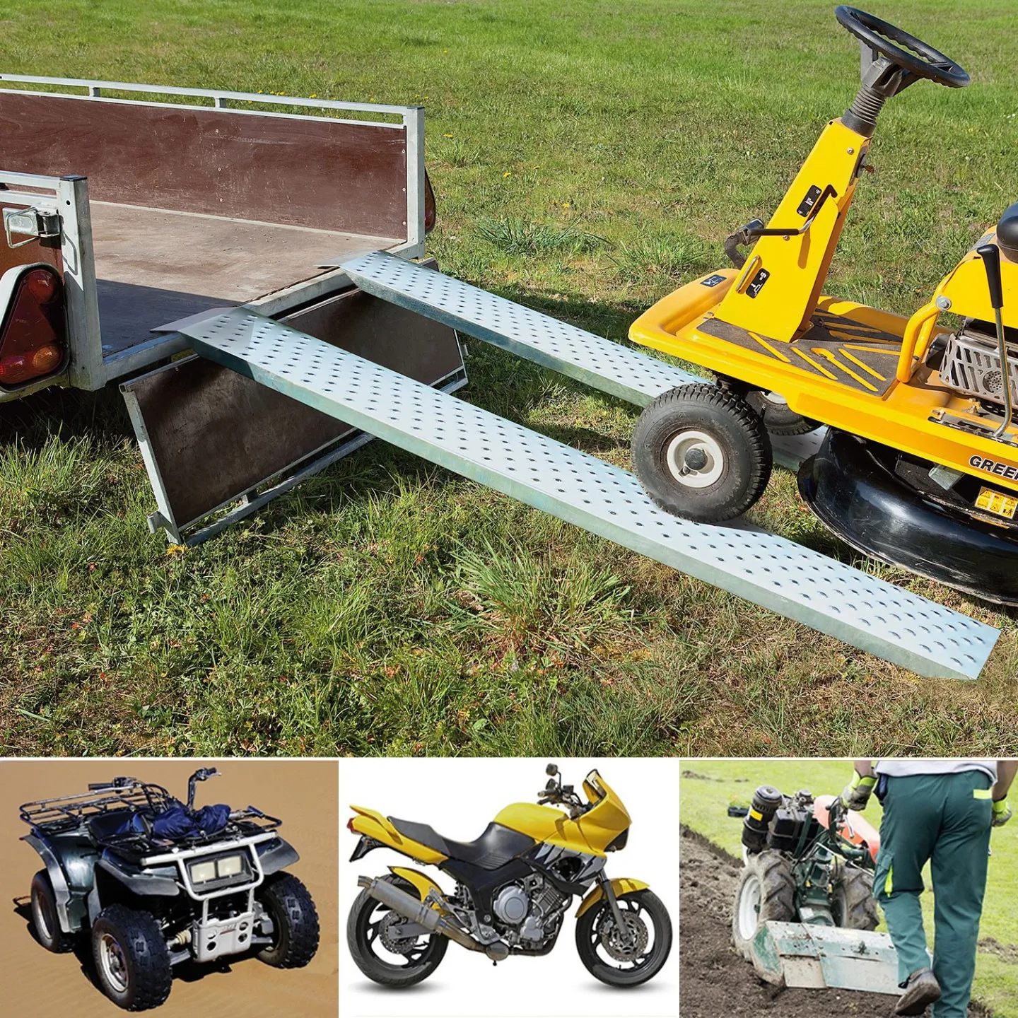 Lot de 2 rampes de chargement en acier galvanisé