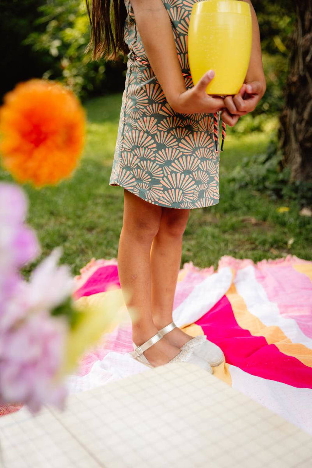 Quapi jurk BABET2 met all over print groen/roze