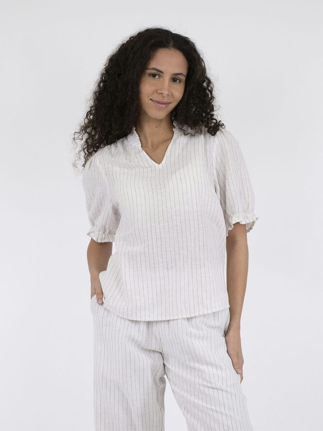 Neo Noir Odesa Simple Stripe Blouse Off white