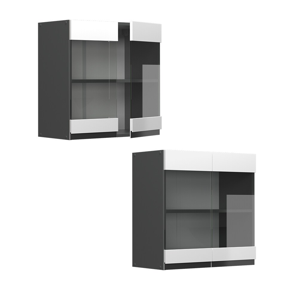 Vicco Glashängeschrank Küchenschrank Küchenmöbel R-Line J-Shape Anthrazit Weiß 60 cm modern