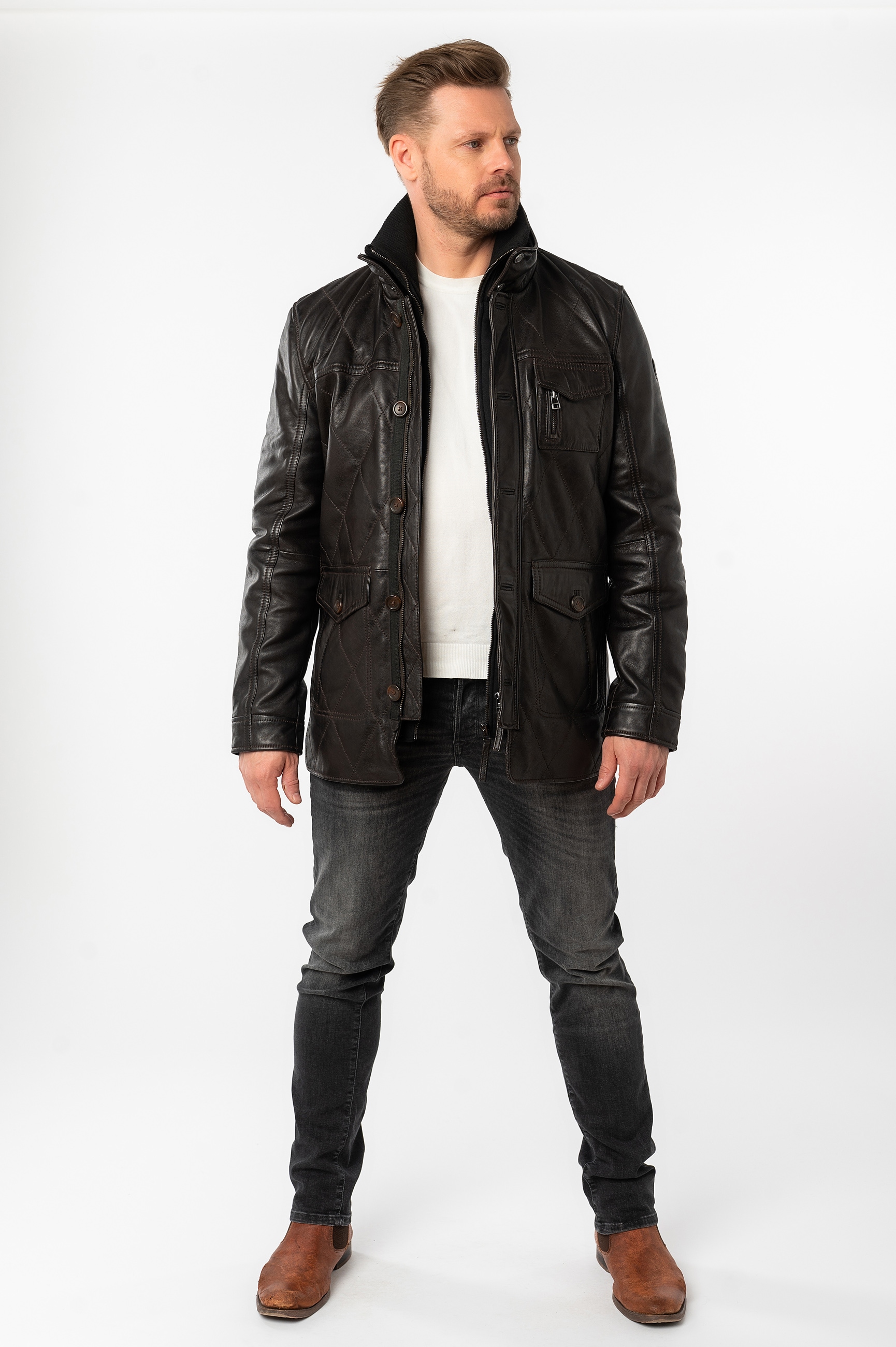 Mauritius Lederjacke »MMCassimo« mit Stehkragen, gesteppt