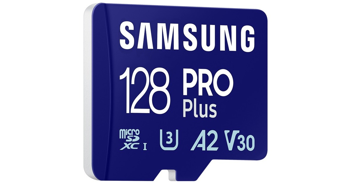 SAMSUNGPRO Plus 128 GB microSDXC (2023) geheugenkaart  (Blauw, UHS-I U3, Class 10, V30, A2)