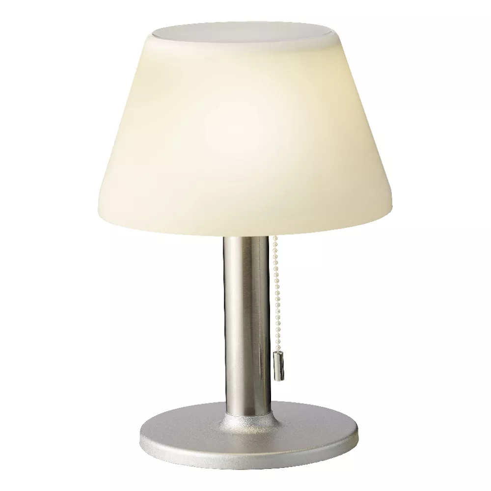 Lampe de table solaire 10LED (H28 cm) Calipso Blanc et argent