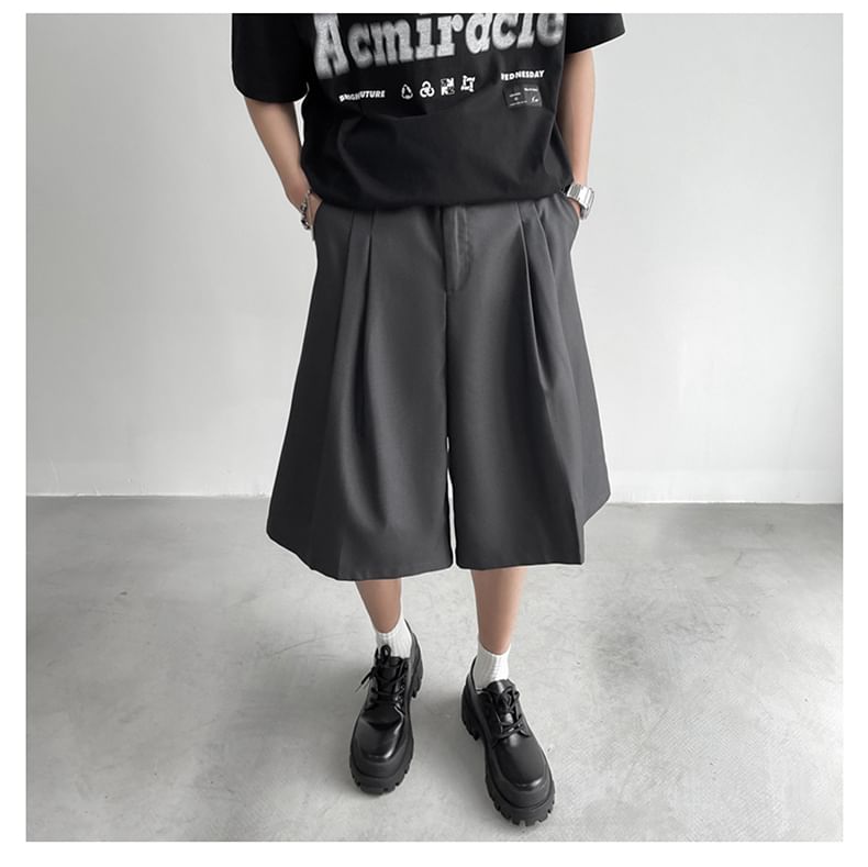 Filmas - Mid Rise Plain Wide Leg Dress Shorts