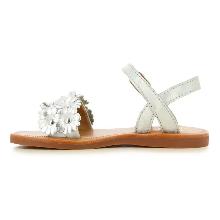 Pom d'Api Sandales Plagette Multi Flo | Argenté